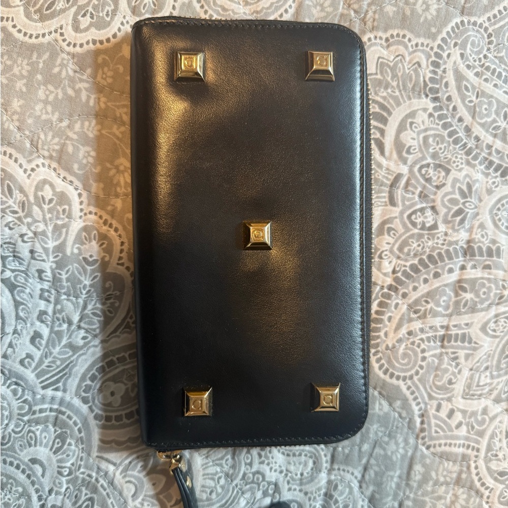 Black Wallet with Gold Studs